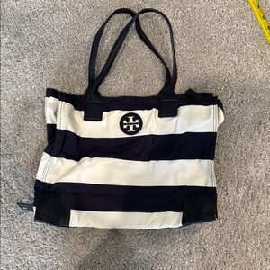 Tory Burch Navy and Cream Foldable Tote
